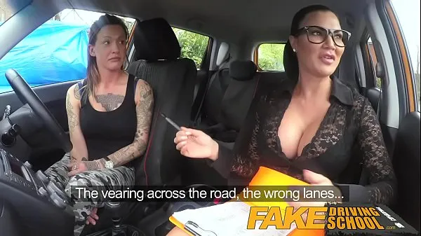 Big Fake Driving School Sexy strap on fun for new big tits driver total Tube