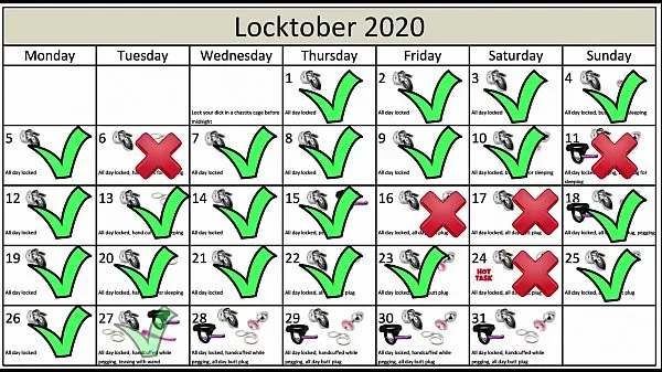 Stora Locktober 2020 - The tasks that each proper chastity slave should perform that month of the year. You have to follow all the tasks consistently. You must not skip any task. Any task you miss for whatever reason, means your dick stays locked an extra day totalt rör