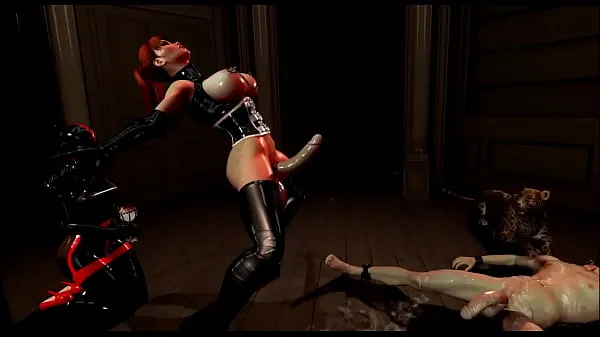 Grande Femdomination 2 playthorugh parte 10: Garota Futa em látex com peitos enormes fode com homem tubo total