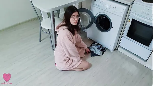 Big My girlfriend was NOT stuck in the washing machine and caught me when I wanted to fuck her pussy total Tube