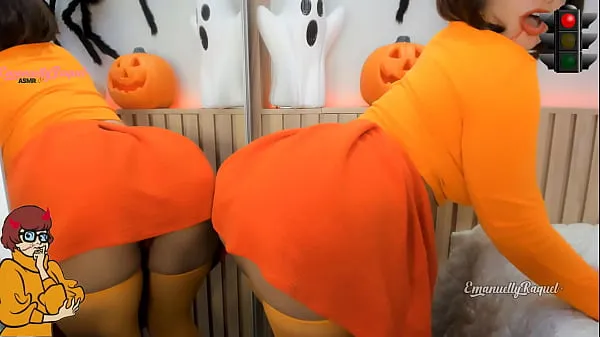 Duża Zoombie Velma Dinckley Scooby Doo cosplay for halloween, jerk off game, blowjob and anal toy całkowita tuba