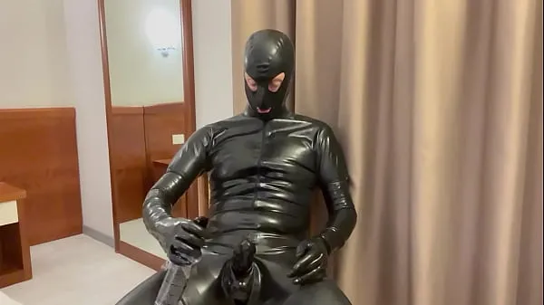 Tổng cộng Cumshots over shiny black latex ống lớn